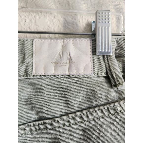 Zara Women's Light Green Straight Leg Denim Jeans-4 - Picture 4 of 6